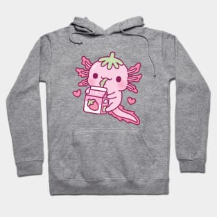 Cute Axolotl Loves Drinking Strawberry Milk Hoodie